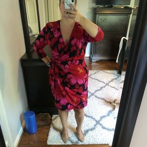 Beautiful bright faux wrap dress XL